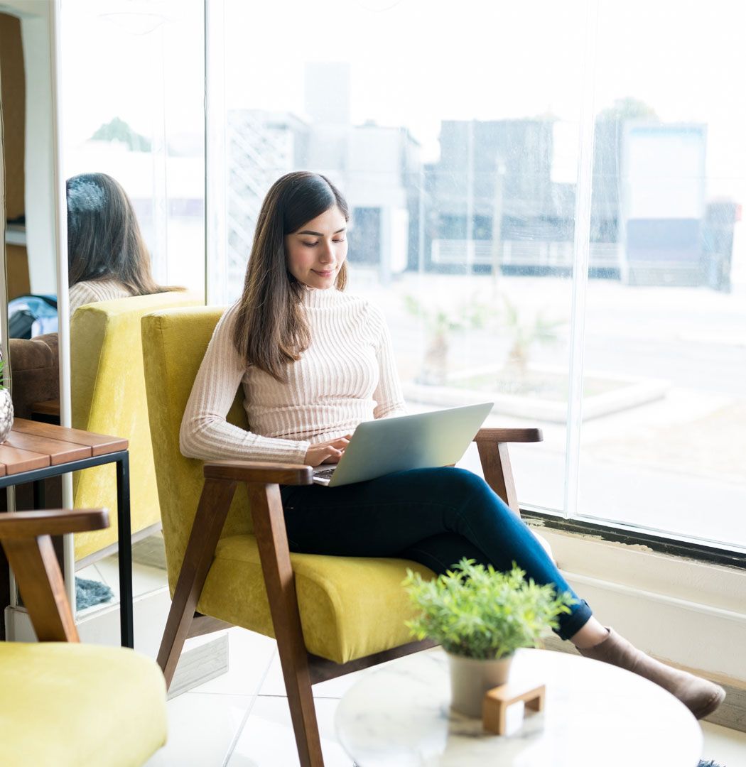 Business owner viewing their businesses data on a laptop