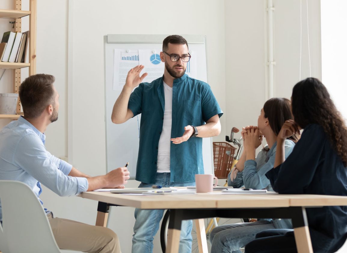 Group of employees holding a business planning meeting 